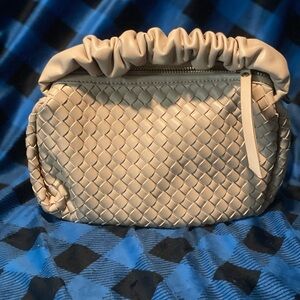 Woven Cream Clutch Bag